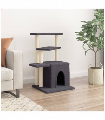 vidaXL Cat Tree with Sisal Scratching Posts Dark Grey 83.5 cm