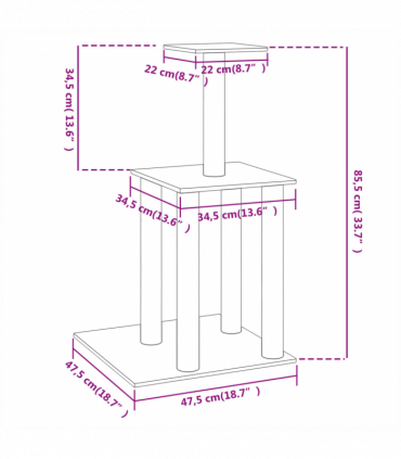 vidaXL Cat Tree with Sisal Scratching Posts Dark Grey 85.5 cm