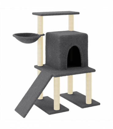 vidaXL Cat Tree with Sisal Scratching Posts Dark Grey 96.5 cm