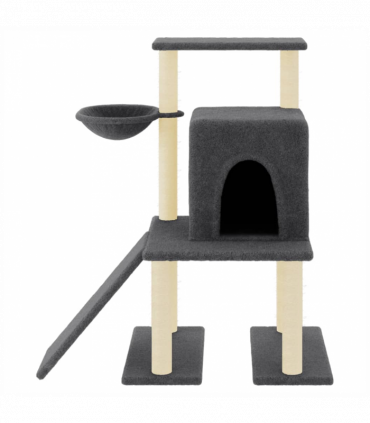 vidaXL Cat Tree with Sisal Scratching Posts Dark Grey 96.5 cm