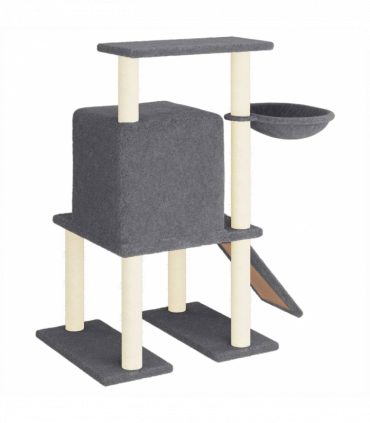 vidaXL Cat Tree with Sisal Scratching Posts Dark Grey 96.5 cm