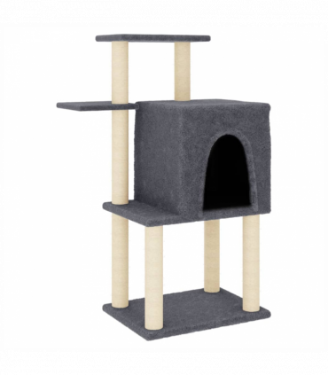 vidaXL Cat Tree with Sisal Scratching Posts Dark Grey 97 cm