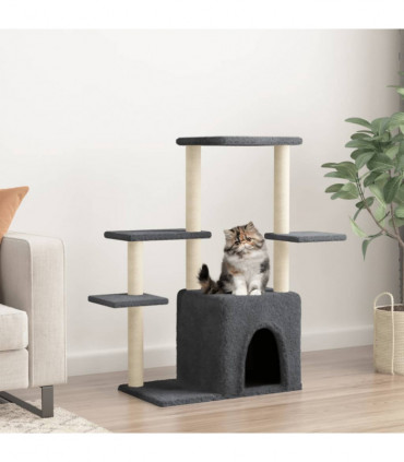 vidaXL Cat Tree with Sisal Scratching Posts Dark Grey 97.5 cm