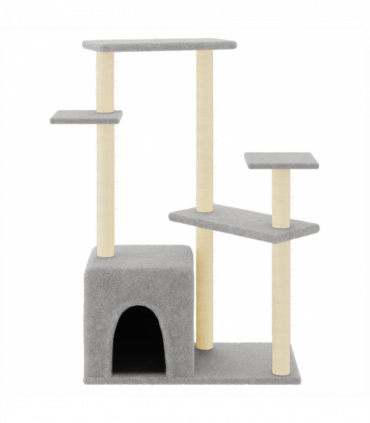 vidaXL Cat Tree with Sisal Scratching Posts Light Grey 107.5 cm