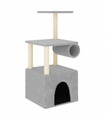 vidaXL Cat Tree with Sisal Scratching Posts Light Grey 109.5 cm
