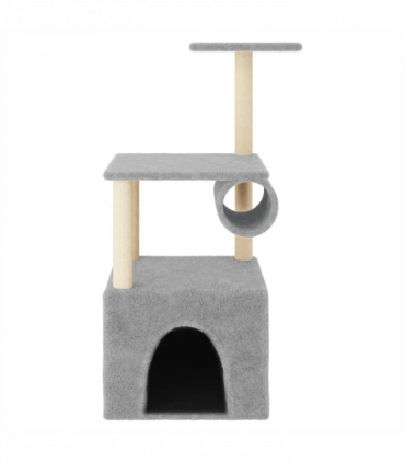 vidaXL Cat Tree with Sisal Scratching Posts Light Grey 109.5 cm
