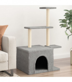 vidaXL Cat Tree with Sisal Scratching Posts Light Grey 110 cm