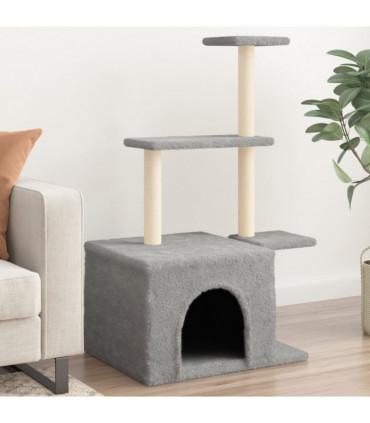 vidaXL Cat Tree with Sisal Scratching Posts Light Grey 110 cm