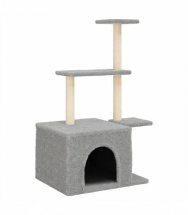 vidaXL Cat Tree with Sisal Scratching Posts Light Grey 110 cm