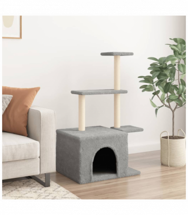 vidaXL Cat Tree with Sisal Scratching Posts Light Grey 110 cm