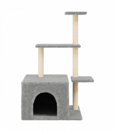 vidaXL Cat Tree with Sisal Scratching Posts Light Grey 110 cm