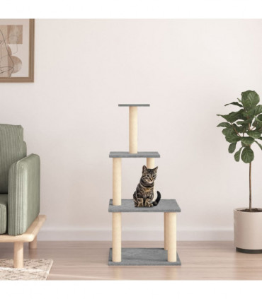 vidaXL Cat Tree with Sisal Scratching Posts Light Grey 111 cm