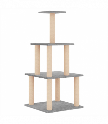 vidaXL Cat Tree with Sisal Scratching Posts Light Grey 111 cm