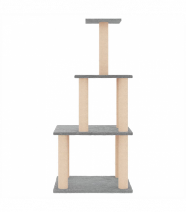 vidaXL Cat Tree with Sisal Scratching Posts Light Grey 111 cm