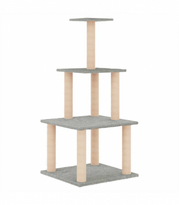 vidaXL Cat Tree with Sisal Scratching Posts Light Grey 111 cm