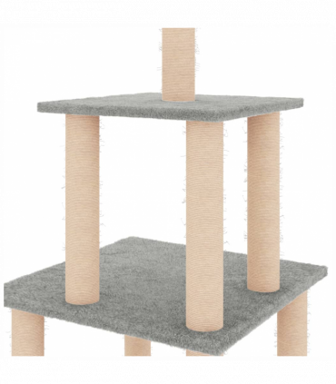 vidaXL Cat Tree with Sisal Scratching Posts Light Grey 111 cm