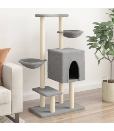 vidaXL Cat Tree with Sisal Scratching Posts Light Grey 117 cm