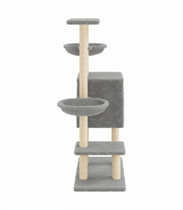 vidaXL Cat Tree with Sisal Scratching Posts Light Grey 117 cm