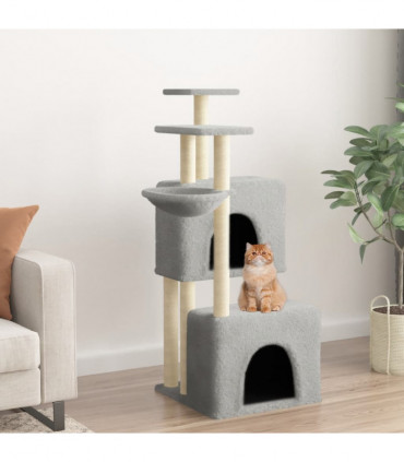 vidaXL Cat Tree with Sisal Scratching Posts Light Grey 122 cm