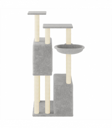 vidaXL Cat Tree with Sisal Scratching Posts Light Grey 122 cm
