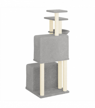 vidaXL Cat Tree with Sisal Scratching Posts Light Grey 122 cm