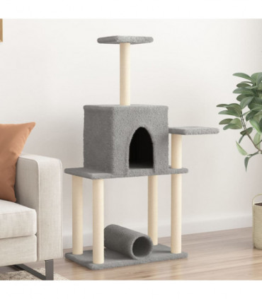 vidaXL Cat Tree with Sisal Scratching Posts Light Grey 122 cm