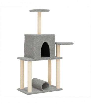 vidaXL Cat Tree with Sisal Scratching Posts Light Grey 122 cm