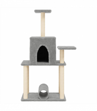 vidaXL Cat Tree with Sisal Scratching Posts Light Grey 122 cm