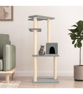 vidaXL Cat Tree with Sisal Scratching Posts Light Grey 123 cm