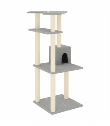 vidaXL Cat Tree with Sisal Scratching Posts Light Grey 123 cm