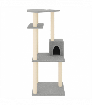 vidaXL Cat Tree with Sisal Scratching Posts Light Grey 123 cm