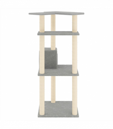 vidaXL Cat Tree with Sisal Scratching Posts Light Grey 123 cm