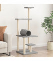 vidaXL Cat Tree with Sisal Scratching Posts Light Grey 136 cm