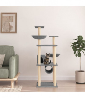 vidaXL Cat Tree with Sisal Scratching Posts Light Grey 141 cm