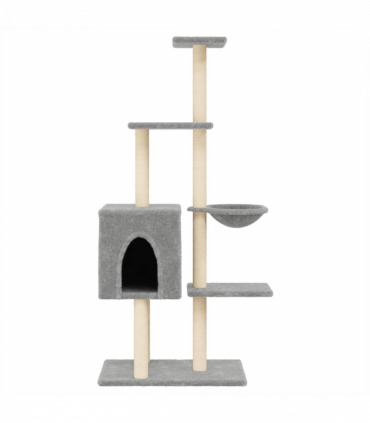 vidaXL Cat Tree with Sisal Scratching Posts Light Grey 145 cm