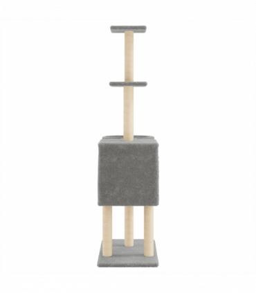 vidaXL Cat Tree with Sisal Scratching Posts Light Grey 145 cm