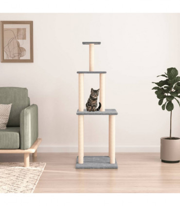 vidaXL Cat Tree with Sisal Scratching Posts Light Grey 149 cm