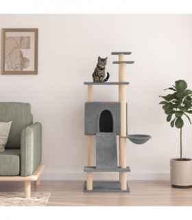 vidaXL Cat Tree with Sisal Scratching Posts Light Grey 153 cm