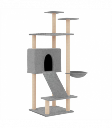 vidaXL Cat Tree with Sisal Scratching Posts Light Grey 153 cm