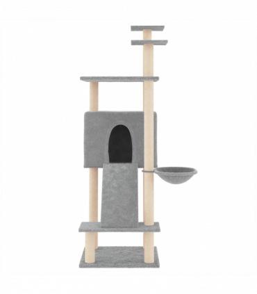 vidaXL Cat Tree with Sisal Scratching Posts Light Grey 153 cm