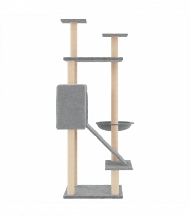 vidaXL Cat Tree with Sisal Scratching Posts Light Grey 153 cm