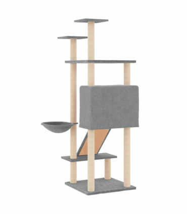 vidaXL Cat Tree with Sisal Scratching Posts Light Grey 153 cm