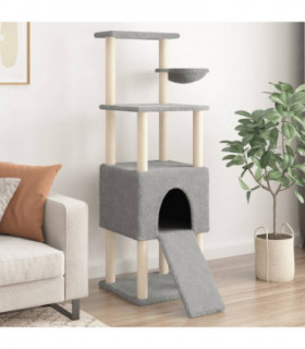 vidaXL Cat Tree with Sisal Scratching Posts Light Grey 153 cm