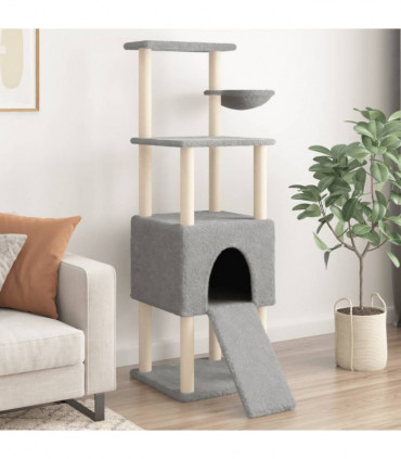 vidaXL Cat Tree with Sisal Scratching Posts Light Grey 153 cm