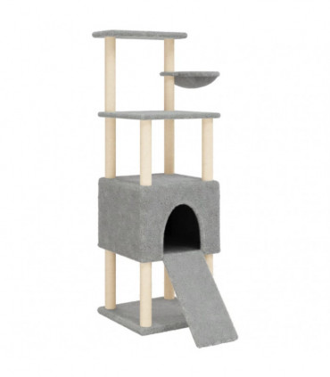 vidaXL Cat Tree with Sisal Scratching Posts Light Grey 153 cm