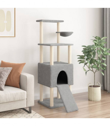 vidaXL Cat Tree with Sisal Scratching Posts Light Grey 153 cm