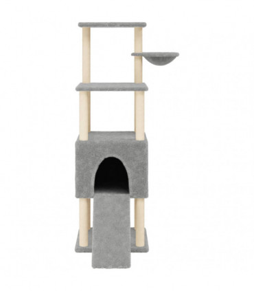 vidaXL Cat Tree with Sisal Scratching Posts Light Grey 153 cm