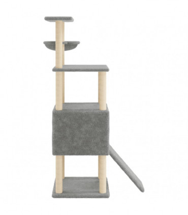 vidaXL Cat Tree with Sisal Scratching Posts Light Grey 153 cm