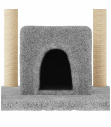 vidaXL Cat Tree with Sisal Scratching Posts Light Grey 154 cm