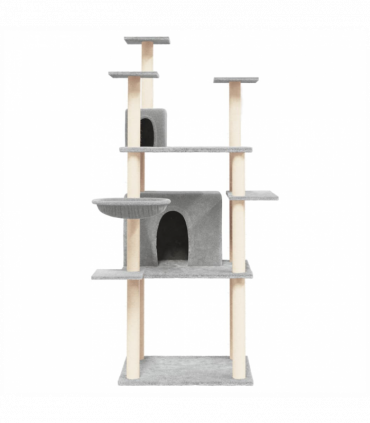 vidaXL Cat Tree with Sisal Scratching Posts Light Grey 166 cm